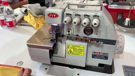 Máquina de coser Overlock de 4 hilos con dispositivo de fijación de encaje elástico (FIT747F